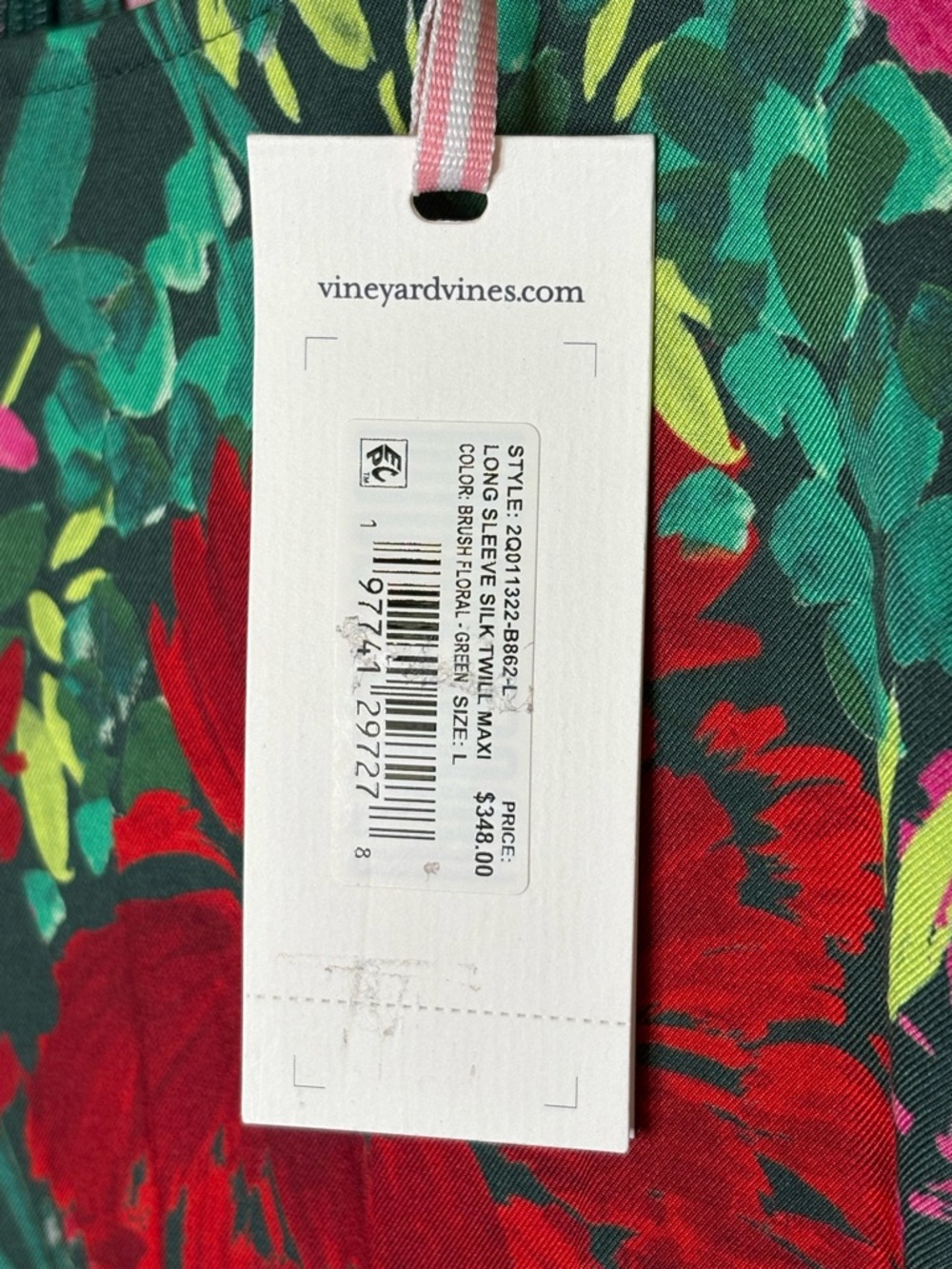 NWT Vineyard Vines Silk Blend Twill Midi Dress •  Size L • Brush Floral - Picture 13 of 13